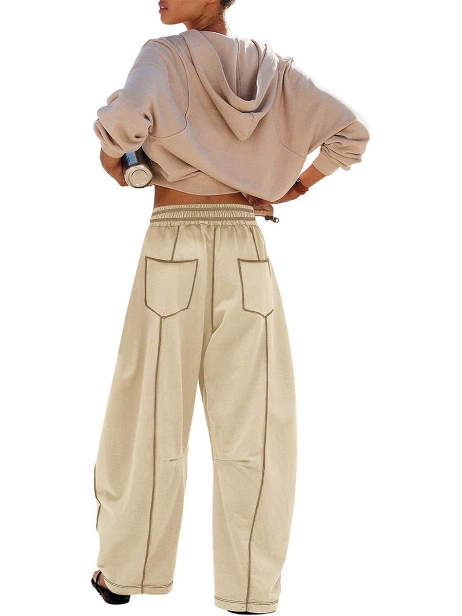 Women's Casual Drawstring Wide Leg Sweatpants Baggy Barrel Pants(Buy 2 Free Shipping)