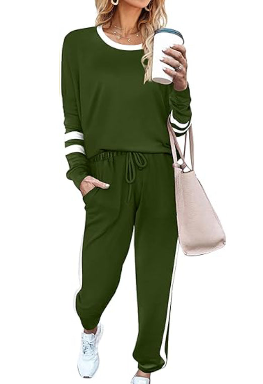 Women's Contrast Color Cuffs Casual Sports Jogging Two-Piece Set(BUY 2 FREE SHIPPING)