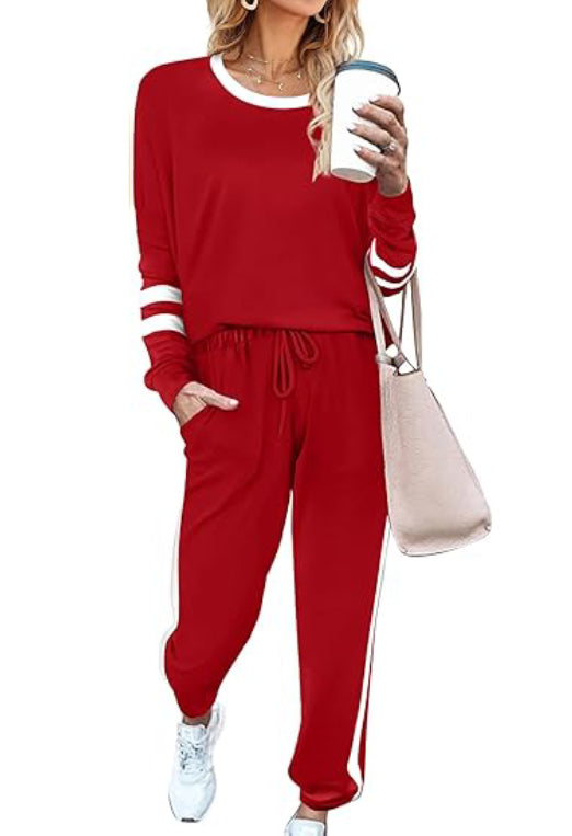 Women's Contrast Color Cuffs Casual Sports Jogging Two-Piece Set(BUY 2 FREE SHIPPING)