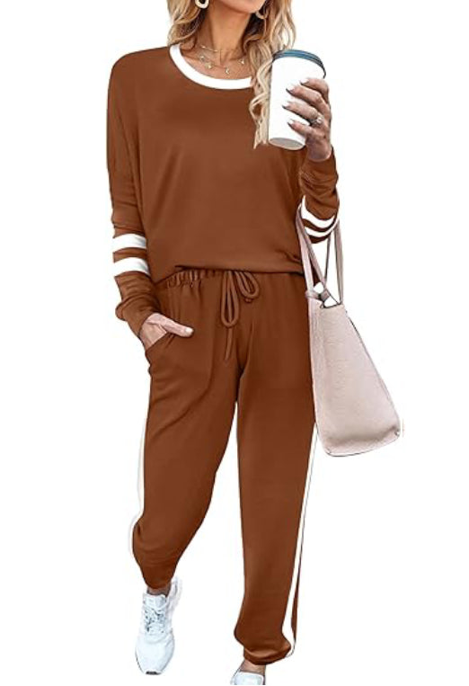 Women's Contrast Color Cuffs Casual Sports Jogging Two-Piece Set(BUY 2 FREE SHIPPING)