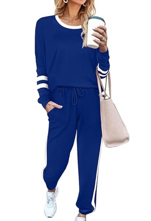 Women's Contrast Color Cuffs Casual Sports Jogging Two-Piece Set(BUY 2 FREE SHIPPING)