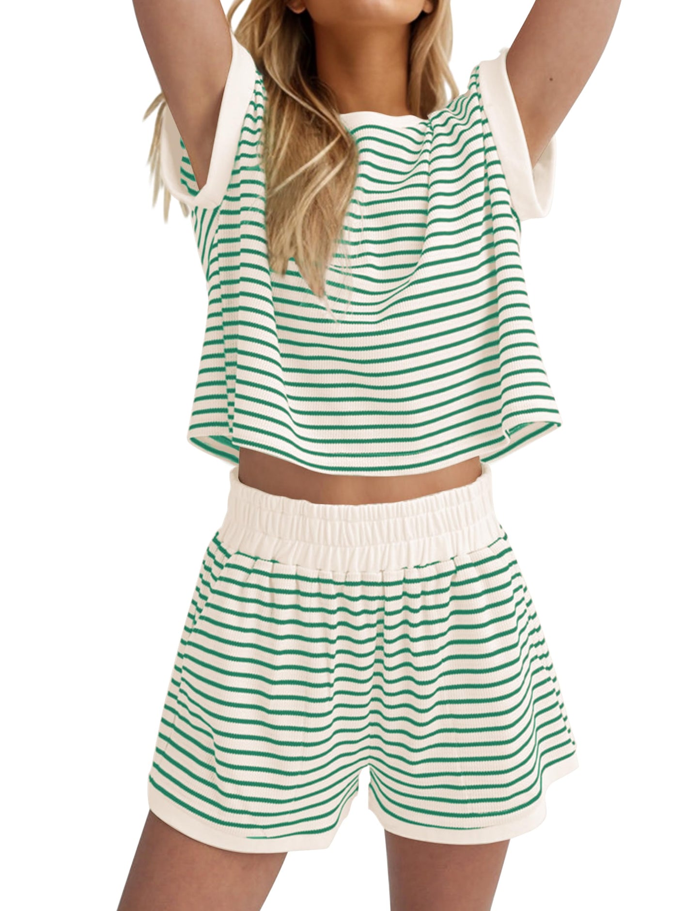 Womens Striped Knit Sets 2 Piece Outfits