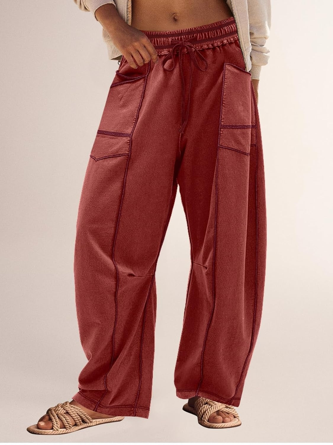 Women's Casual Drawstring Wide Leg Sweatpants Baggy Barrel Pants(Buy 2 Free Shipping)