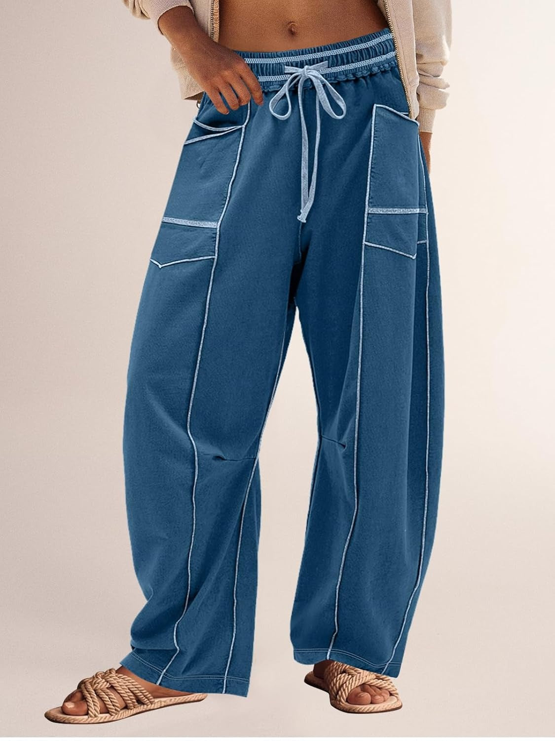 Women's Casual Drawstring Wide Leg Sweatpants Baggy Barrel Pants(Buy 2 Free Shipping)