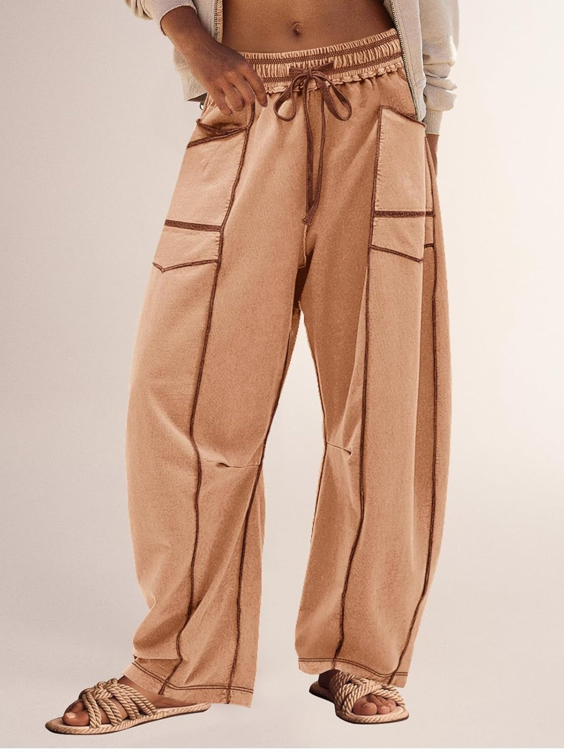 Women's Casual Drawstring Wide Leg Sweatpants Baggy Barrel Pants(Buy 2 Free Shipping)