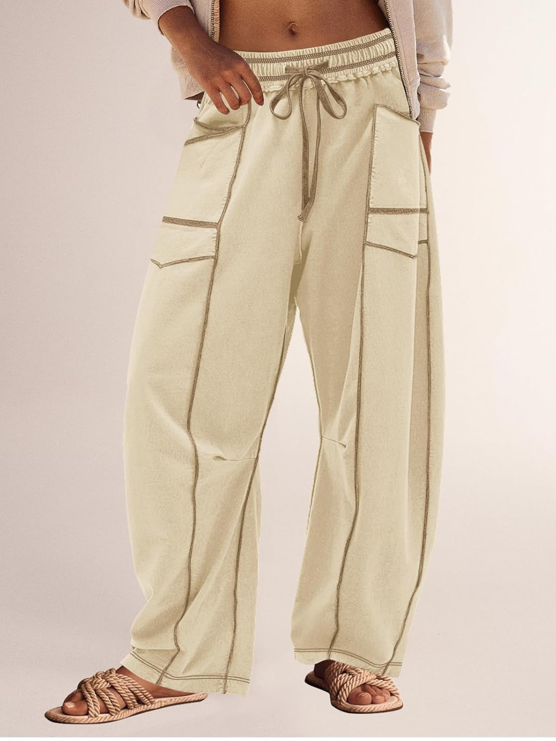 Women's Casual Drawstring Wide Leg Sweatpants Baggy Barrel Pants(Buy 2 Free Shipping)