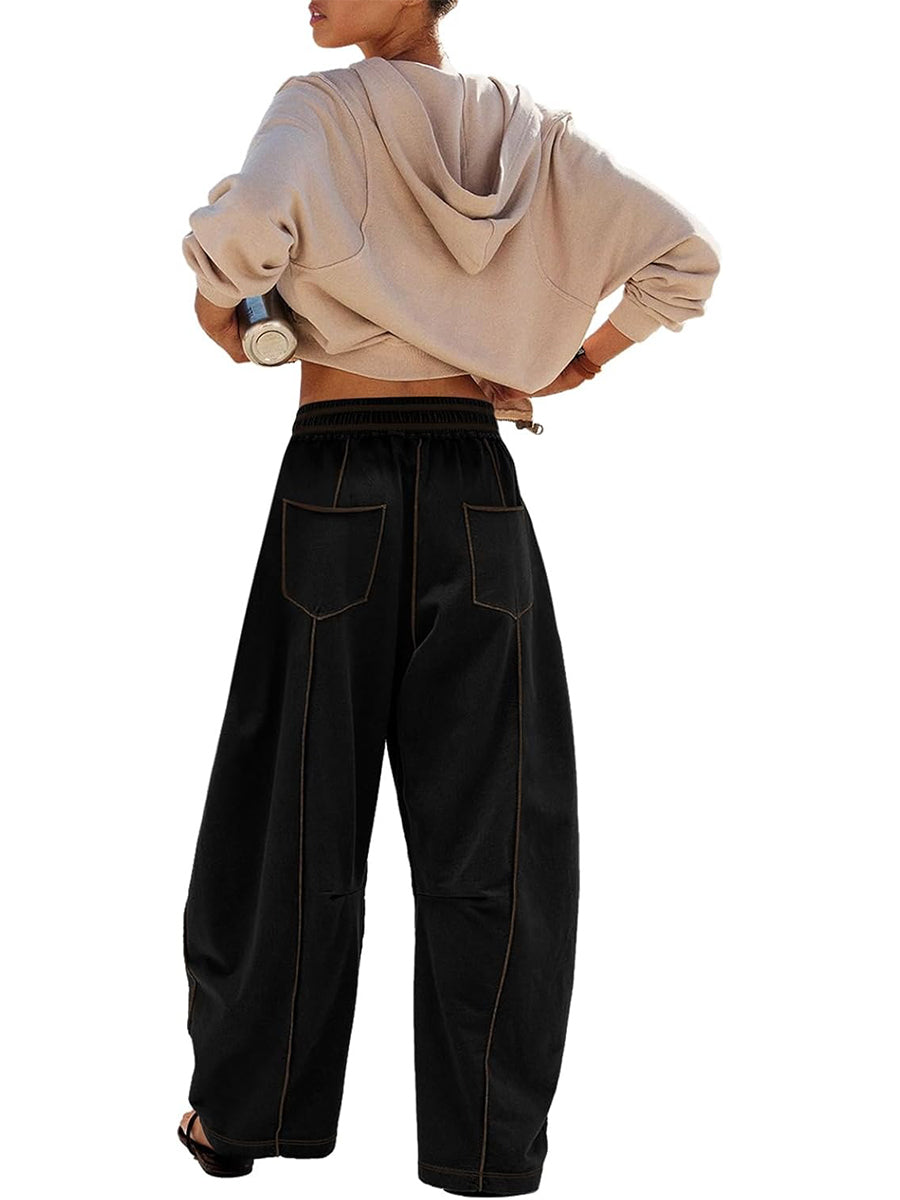 Women's Casual Drawstring Wide Leg Sweatpants Baggy Barrel Pants(Buy 2 Free Shipping)