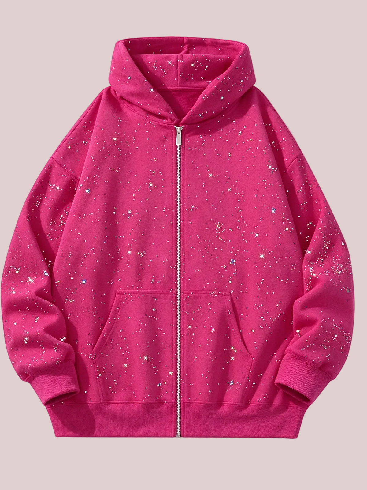 Glitter Speckled Zip Up Hooded Jacket