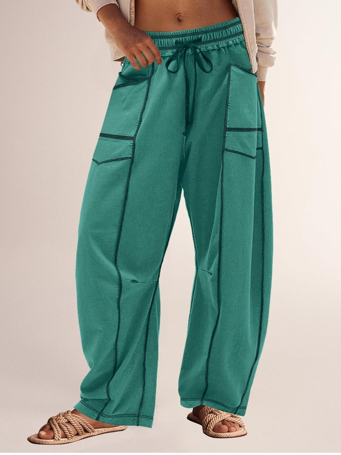 Women's Casual Drawstring Wide Leg Sweatpants Baggy Barrel Pants(Buy 2 Free Shipping)