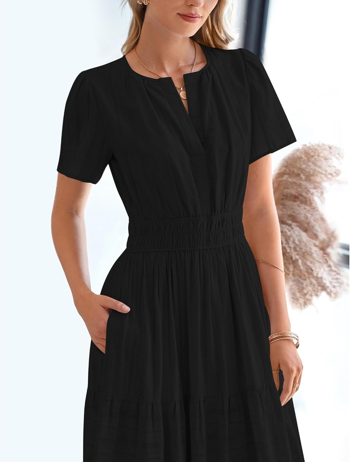 Womens Summer Lightweight Short Sleeve Midi Maxi Dresses(BUY 2 FREE SHIPPING)