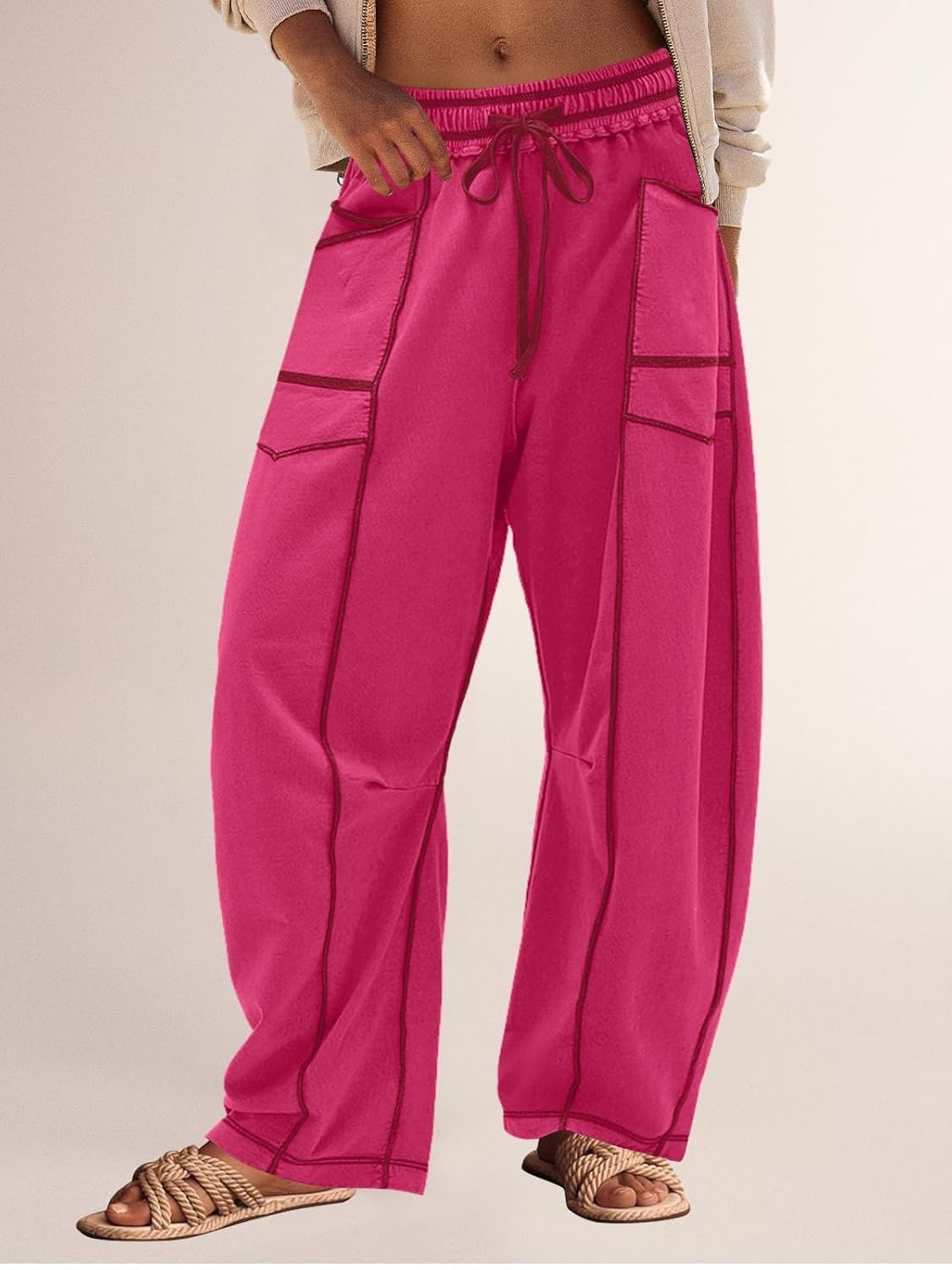 Women's Casual Drawstring Wide Leg Sweatpants Baggy Barrel Pants(Buy 2 Free Shipping)