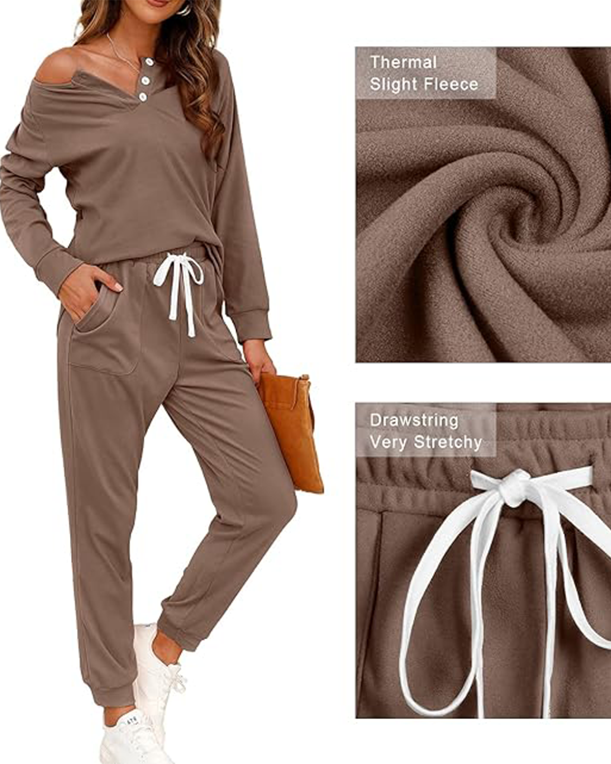 Women's Button-Down Casual Long Sleeve Pants Set with Pockets(BUY 2 FREE SHIPPING)