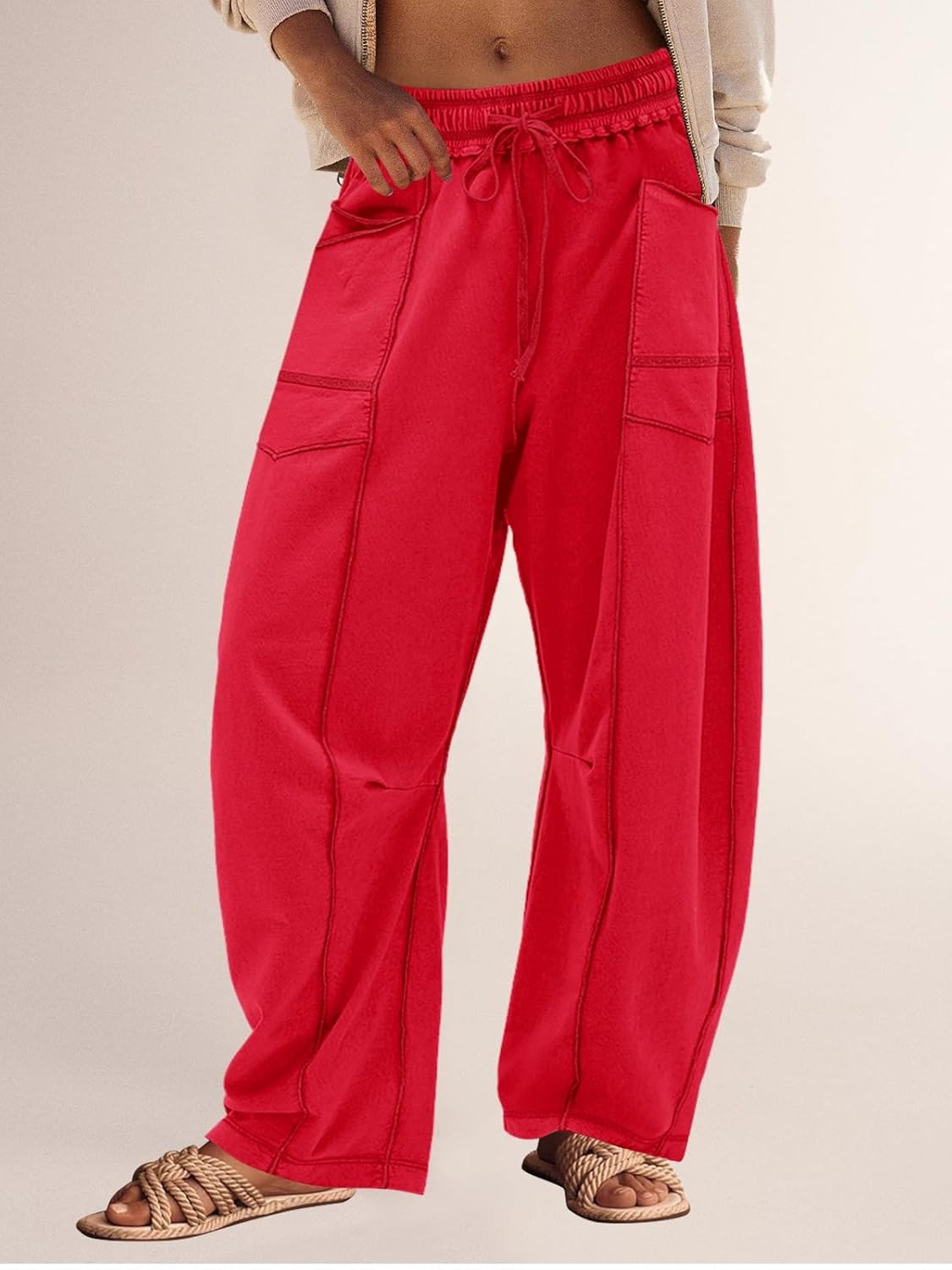 Women's Casual Drawstring Wide Leg Sweatpants Baggy Barrel Pants(Buy 2 Free Shipping)