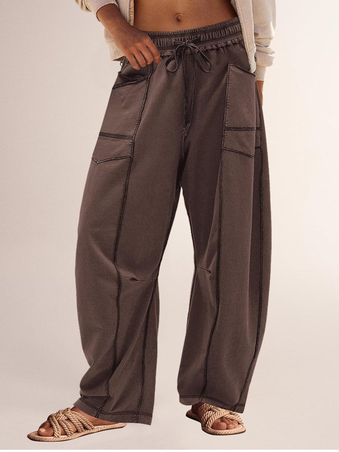 Women's Casual Drawstring Wide Leg Sweatpants Baggy Barrel Pants(Buy 2 Free Shipping)