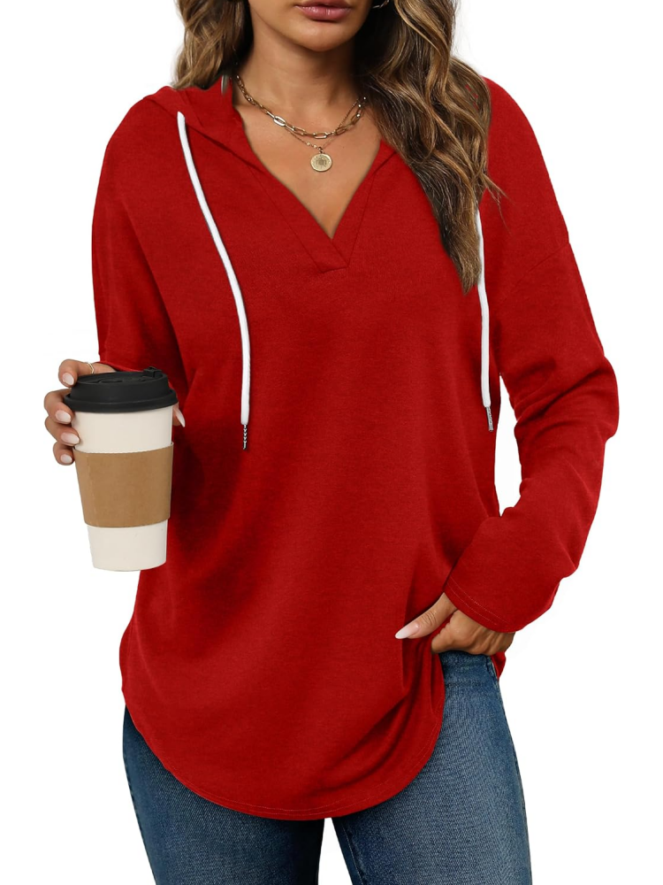Women's Plaid Button-Down Long-Sleeve Hoodie Lightweight Pullover Top