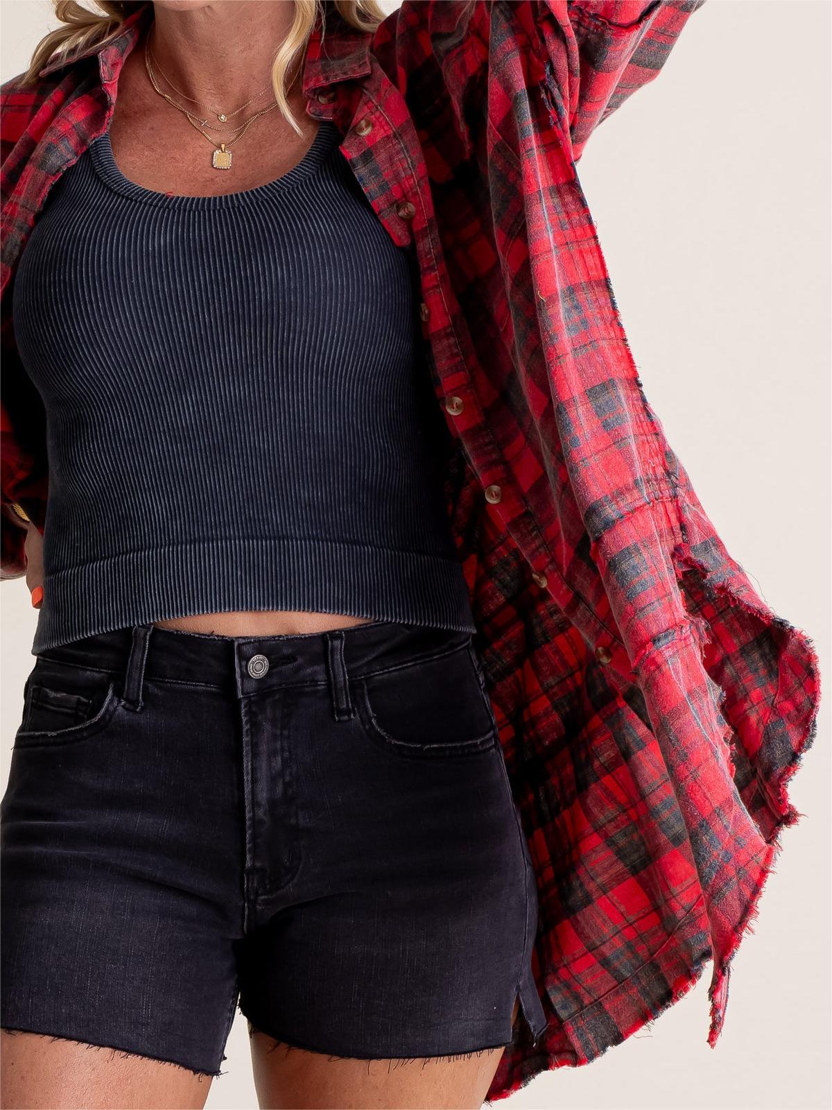 Women's Seams Raw Edge Washed Oversized Shirt Jacket(BUY 2 FREE SHIPPING)