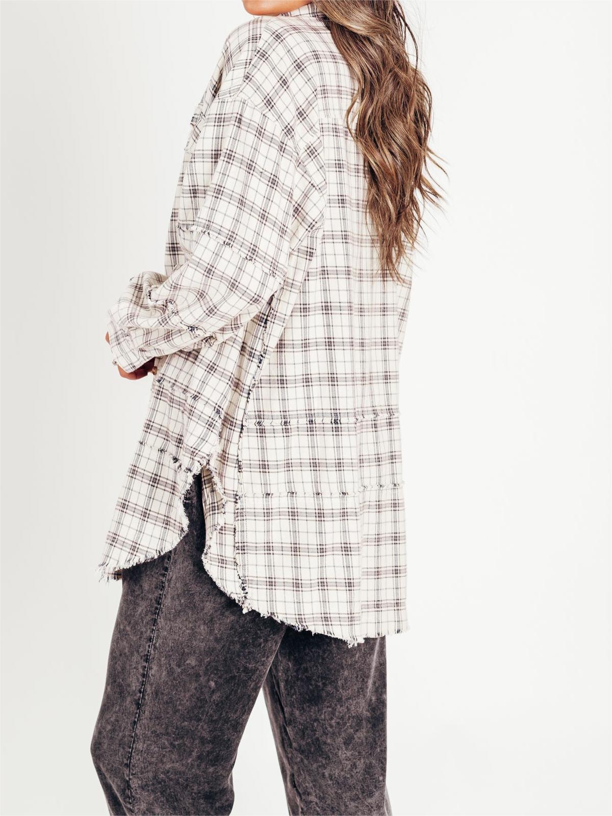 Women's Seams Raw Edge Washed Oversized Shirt Jacket(BUY 2 FREE SHIPPING)