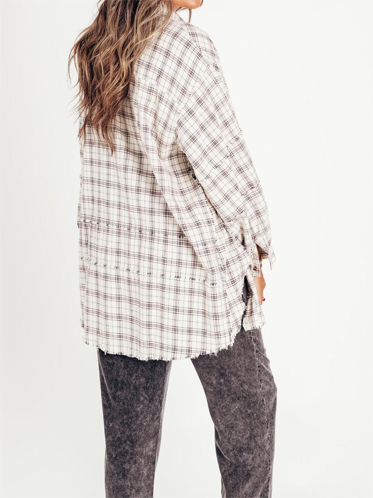 Women's Seams Raw Edge Washed Oversized Shirt Jacket(BUY 2 FREE SHIPPING)