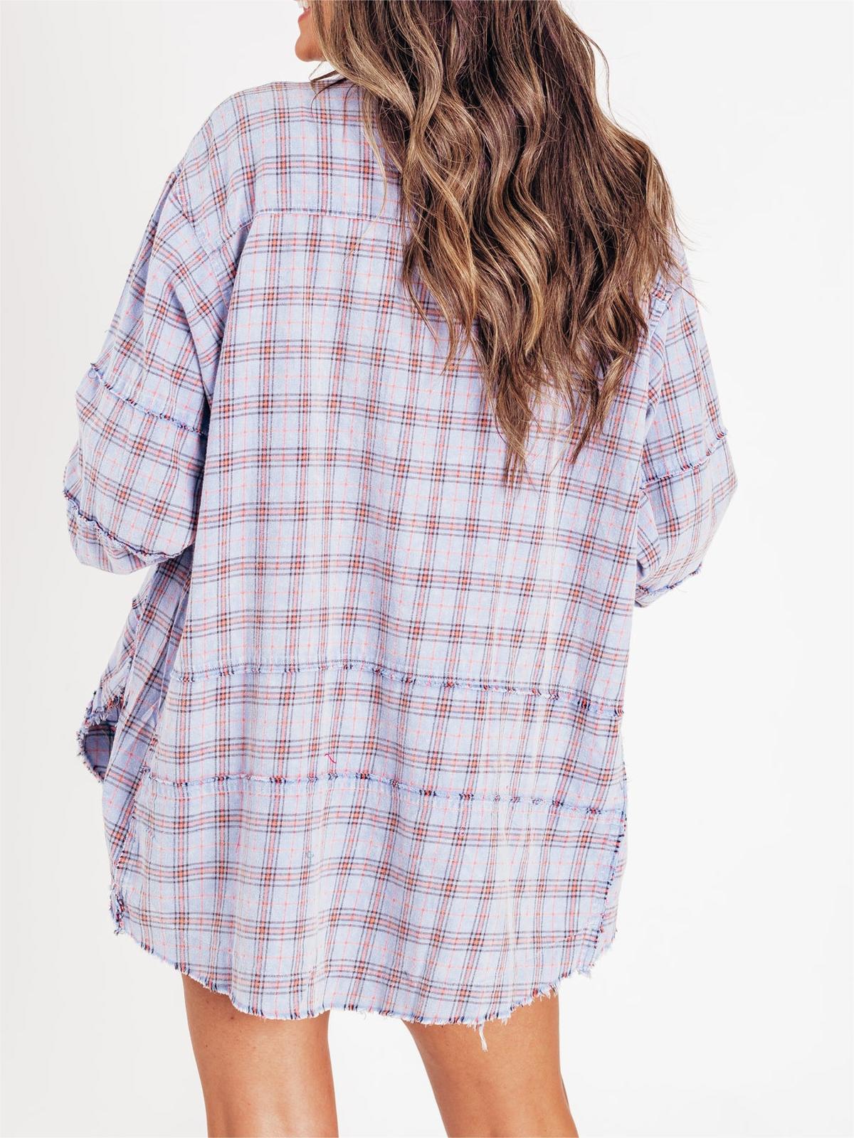 Women's Seams Raw Edge Washed Oversized Shirt Jacket(BUY 2 FREE SHIPPING)