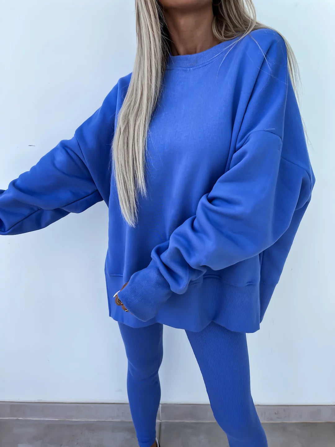 Women's Comfy Loose Slit Sweatshirt and Elastic Waist Tight Pants Set(BUY 2 FREE SHIPPING)