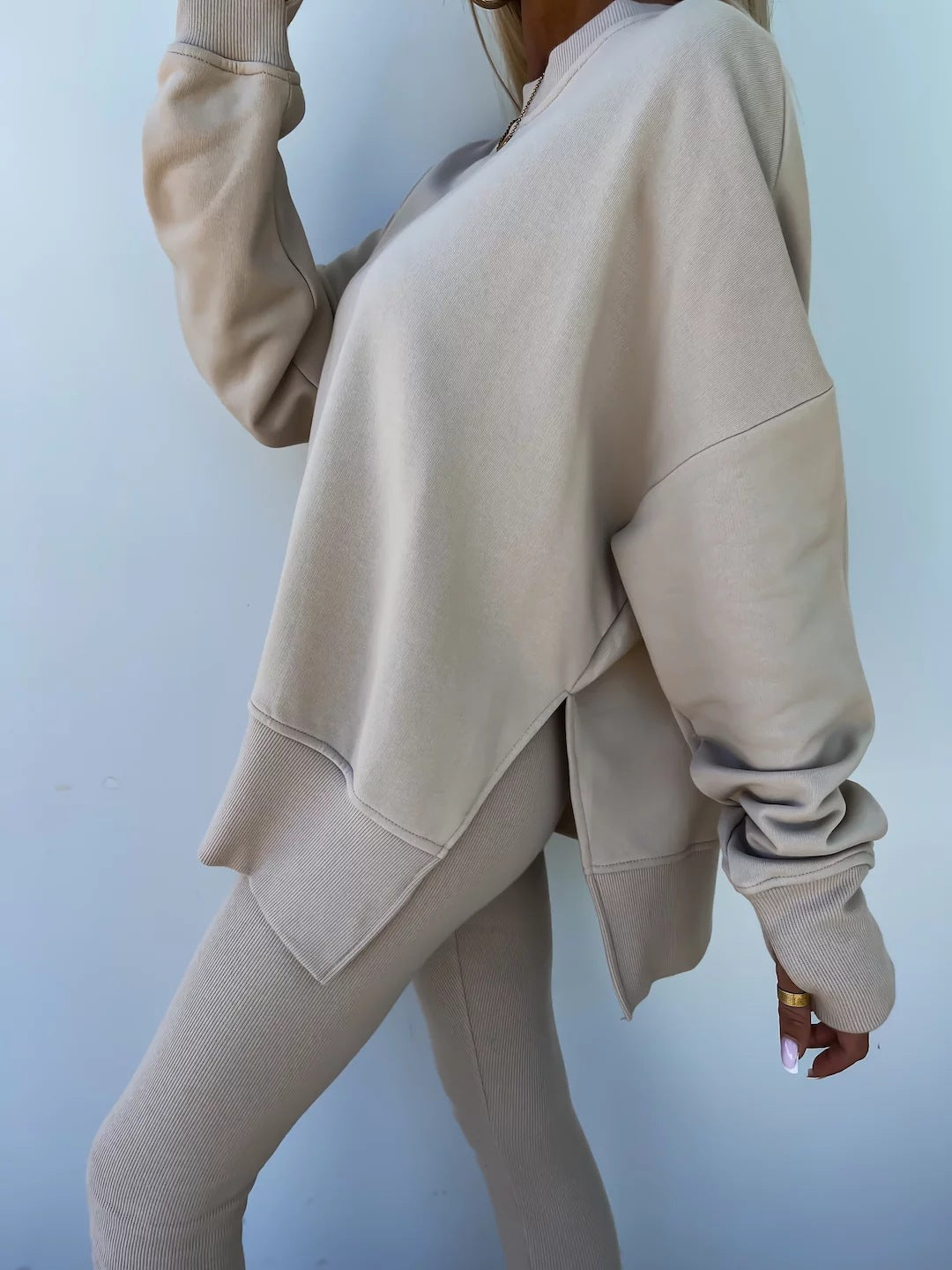 Women's Comfy Loose Slit Sweatshirt and Elastic Waist Tight Pants Set(BUY 2 FREE SHIPPING)