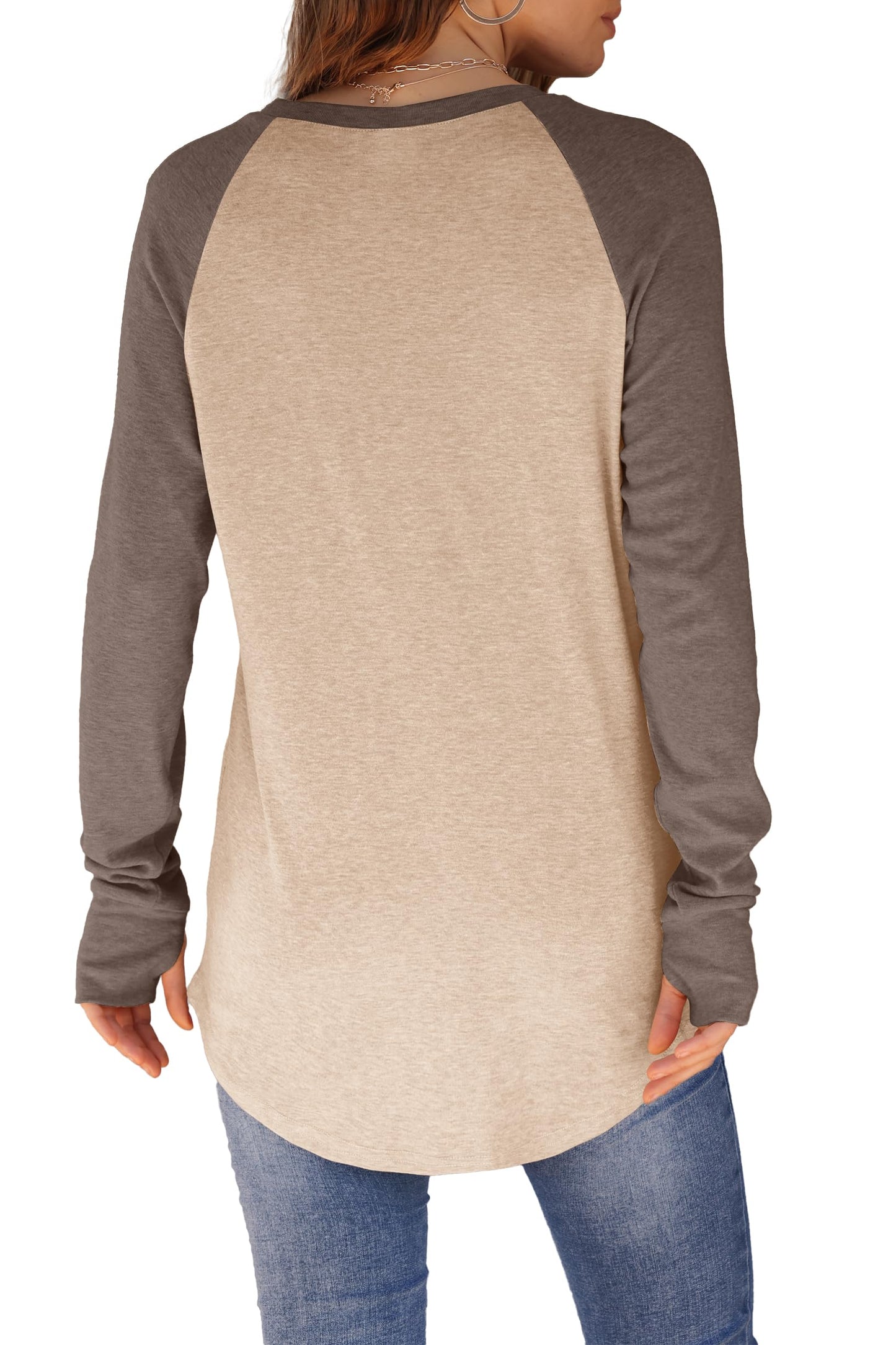 Womens Long Sleeve Thumb Hole Shirts Tunic Tops to Wear with Leggings(buy 2 free shipping)
