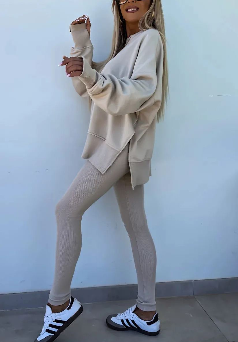 Women's Comfy Loose Slit Sweatshirt and Elastic Waist Tight Pants Set(BUY 2 FREE SHIPPING)