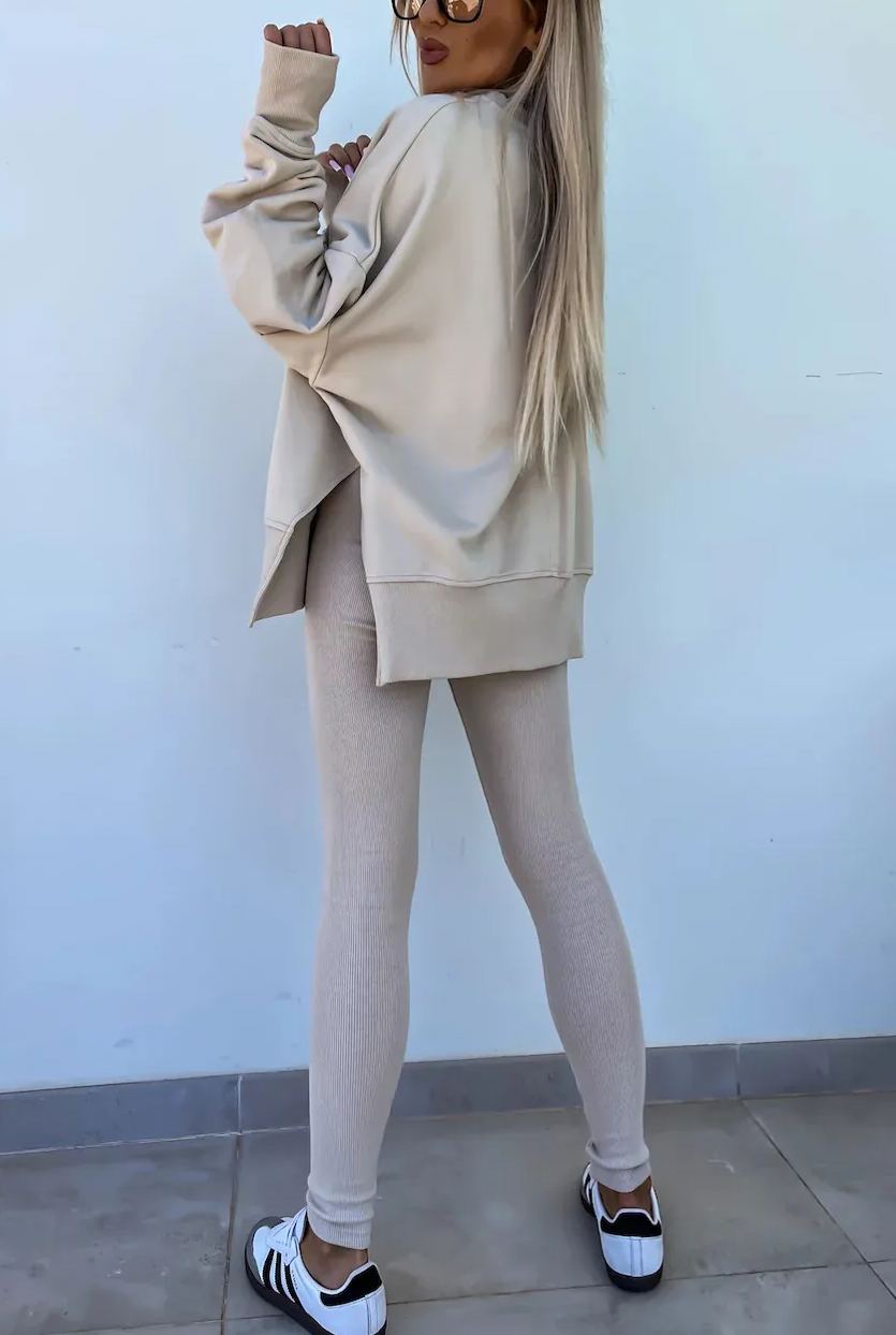 Women's Comfy Loose Slit Sweatshirt and Elastic Waist Tight Pants Set(BUY 2 FREE SHIPPING)