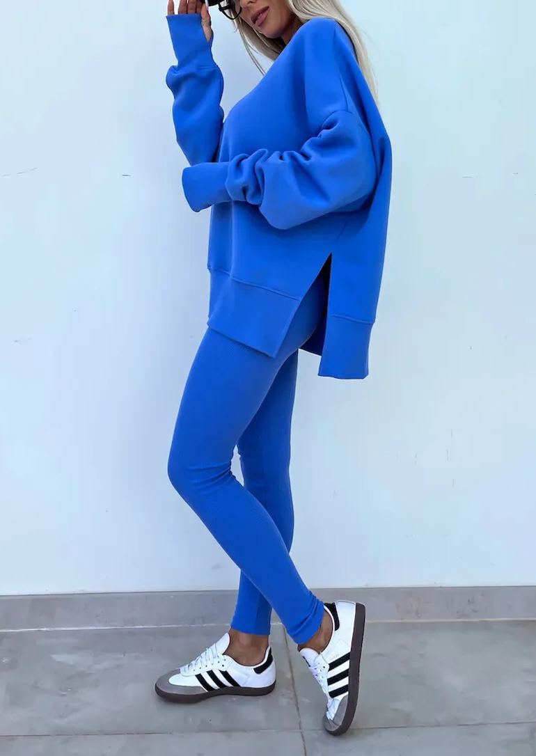 Women's Comfy Loose Slit Sweatshirt and Elastic Waist Tight Pants Set(BUY 2 FREE SHIPPING)