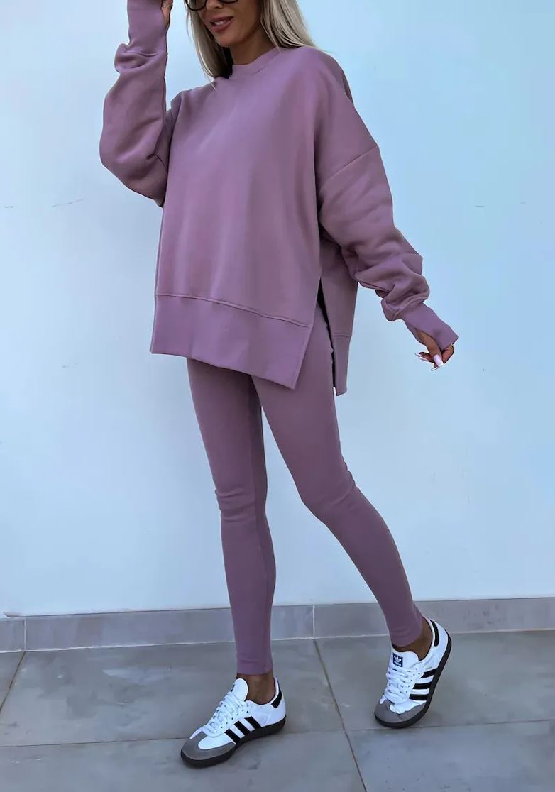 Women's Comfy Loose Slit Sweatshirt and Elastic Waist Tight Pants Set(BUY 2 FREE SHIPPING)