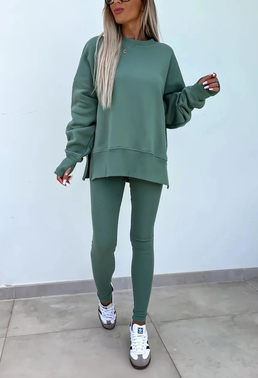 Women's Comfy Loose Slit Sweatshirt and Elastic Waist Tight Pants Set(BUY 2 FREE SHIPPING)