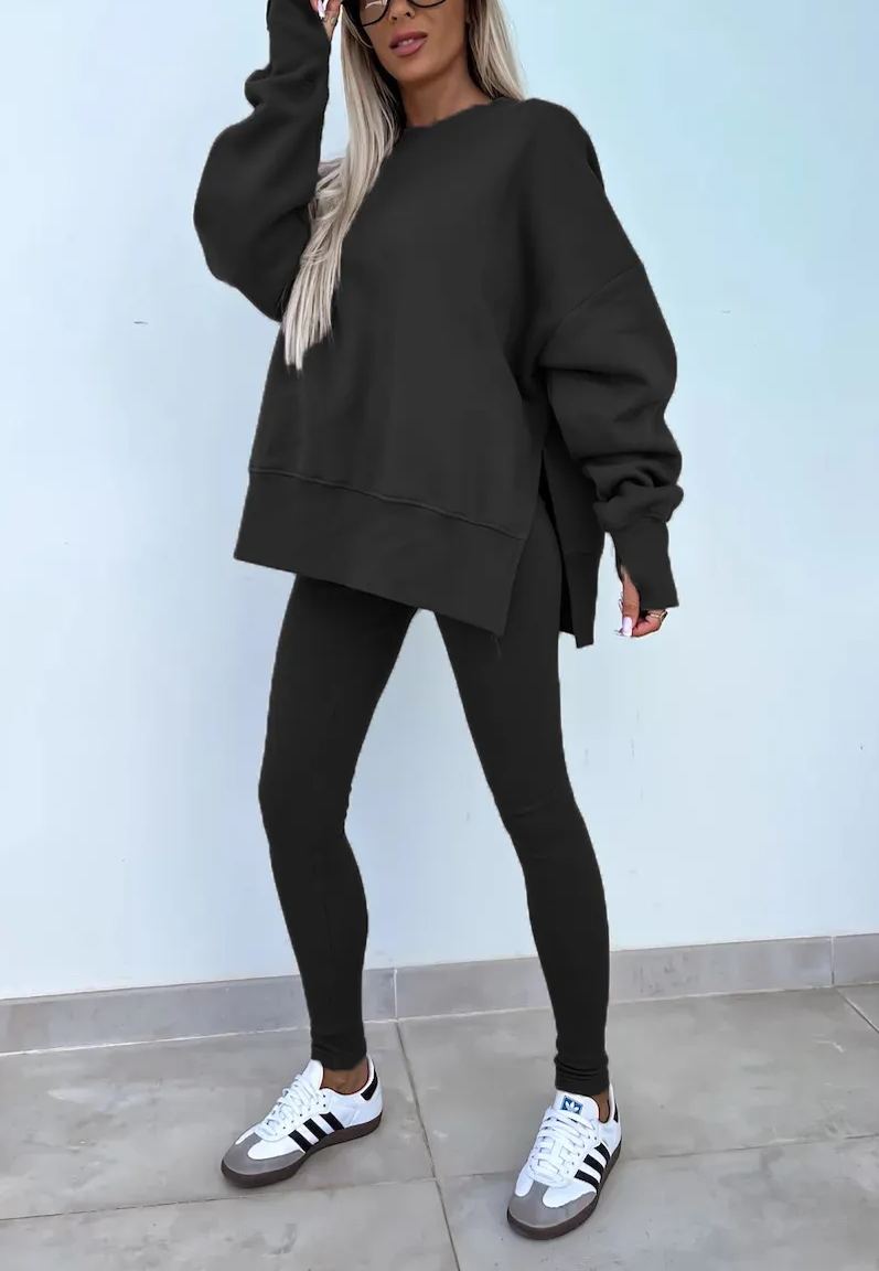 Women's Comfy Loose Slit Sweatshirt and Elastic Waist Tight Pants Set(BUY 2 FREE SHIPPING)