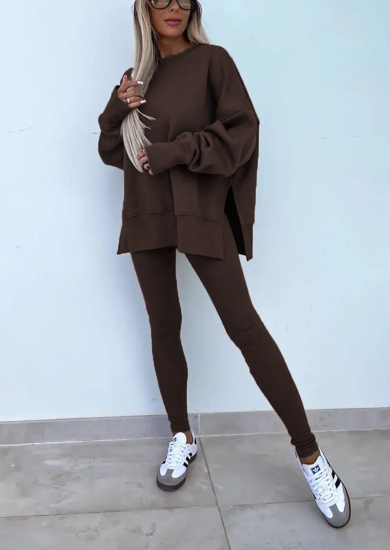 Women's Comfy Loose Slit Sweatshirt and Elastic Waist Tight Pants Set(BUY 2 FREE SHIPPING)