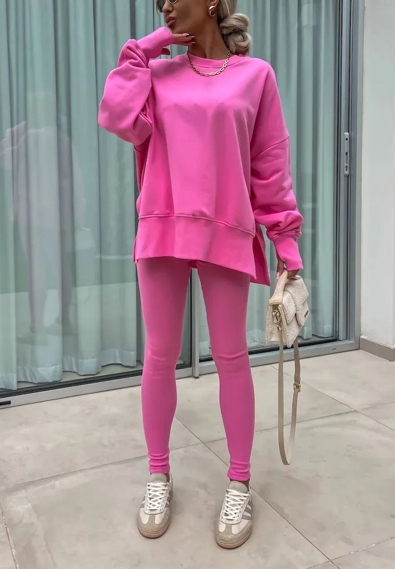 Women's Comfy Loose Slit Sweatshirt and Elastic Waist Tight Pants Set(BUY 2 FREE SHIPPING)