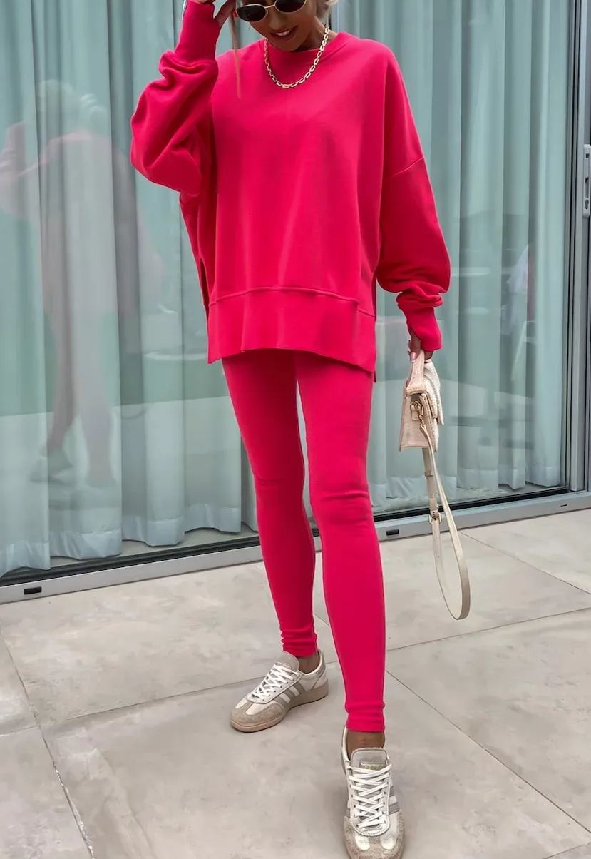 Women's Comfy Loose Slit Sweatshirt and Elastic Waist Tight Pants Set(BUY 2 FREE SHIPPING)