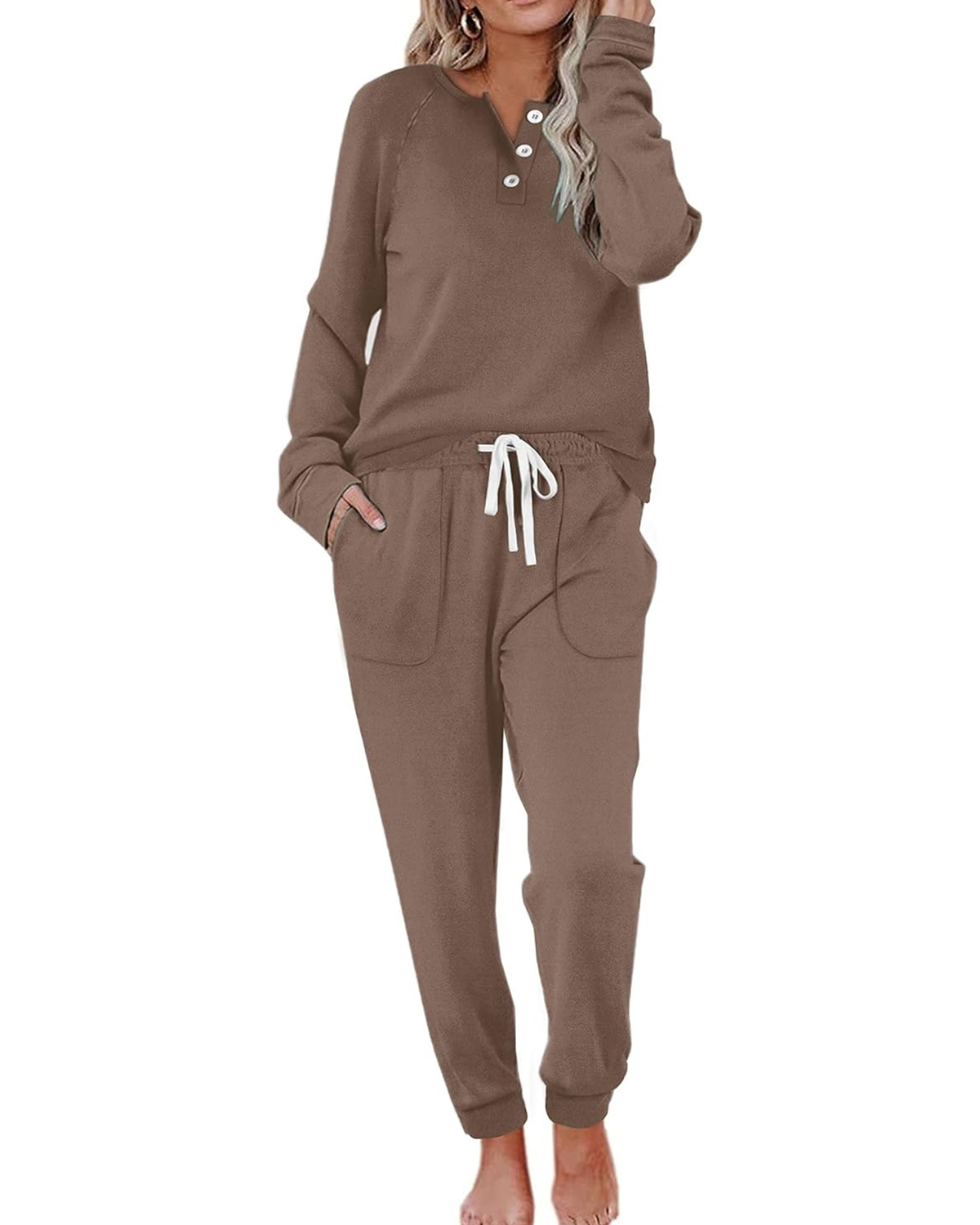 Women's Button-Down Casual Long Sleeve Pants Set with Pockets(BUY 2 FREE SHIPPING)