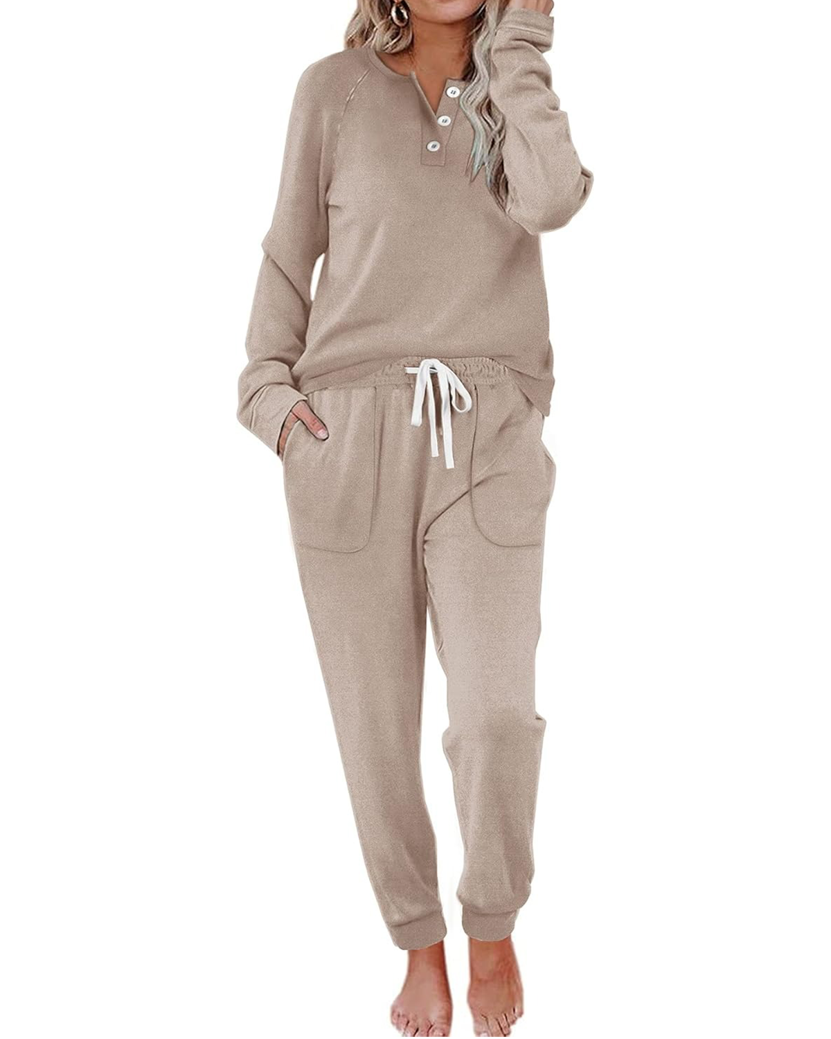 Women's Button-Down Casual Long Sleeve Pants Set with Pockets(BUY 2 FREE SHIPPING)