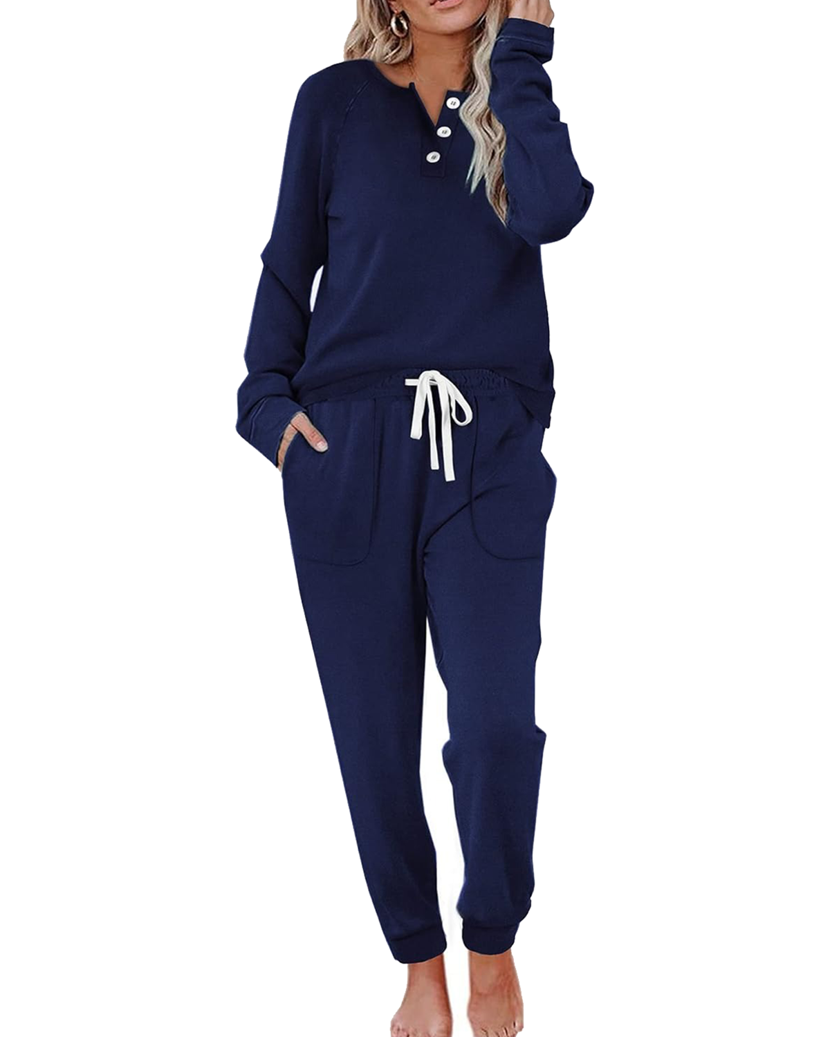 Women's Button-Down Casual Long Sleeve Pants Set with Pockets(BUY 2 FREE SHIPPING)