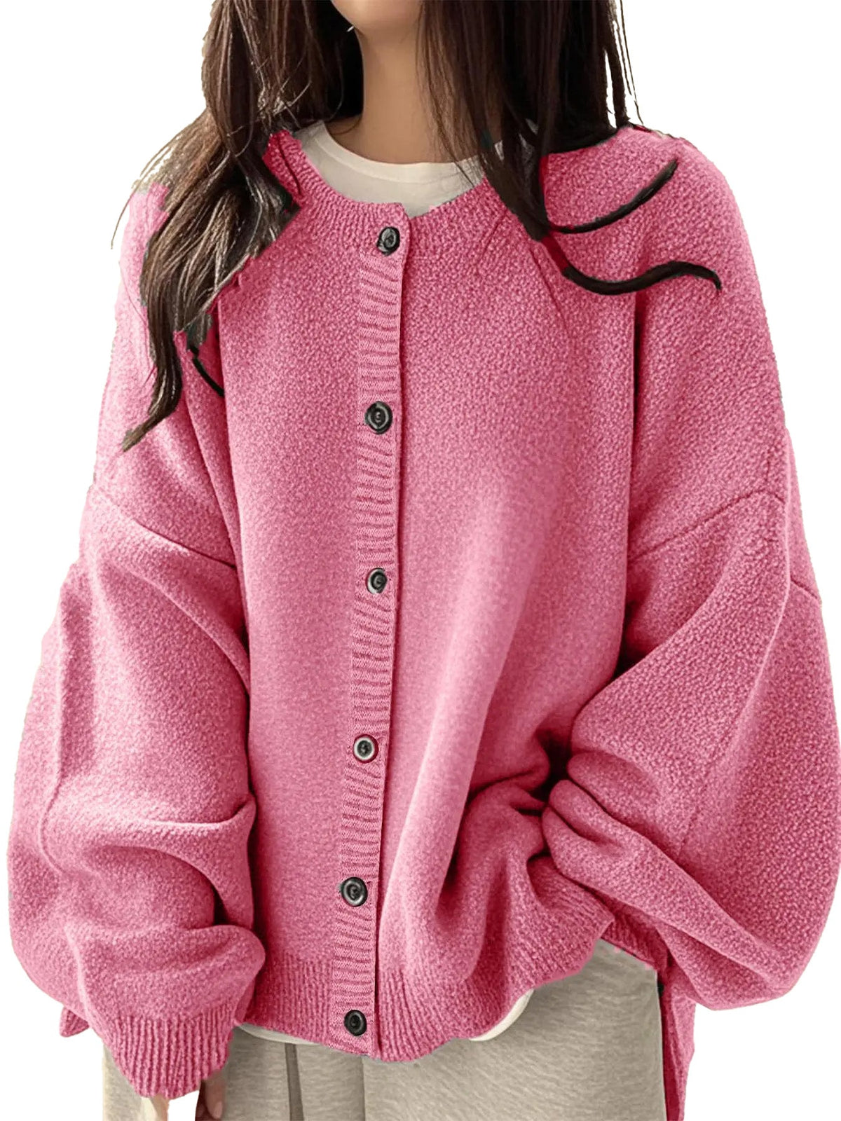 Women's Oversized Cardigan Casual Long Sleeve Button Down Knit Sweater