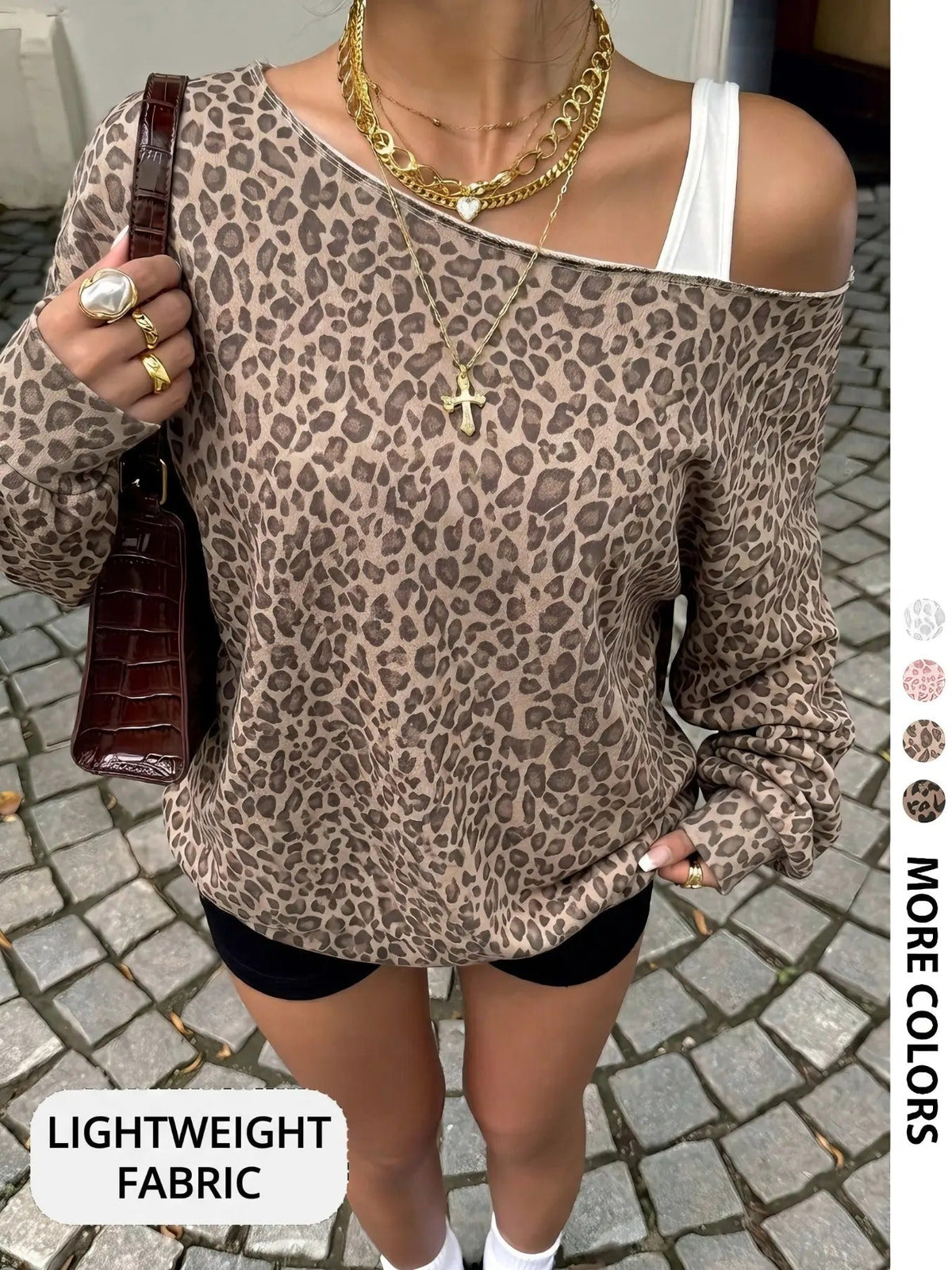 Women Off‑Shoulder Oversized Long Sleeve Sweatshirt