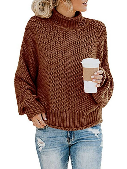 Oversized Turtleneck Batwing Sleeve Pullover Top
