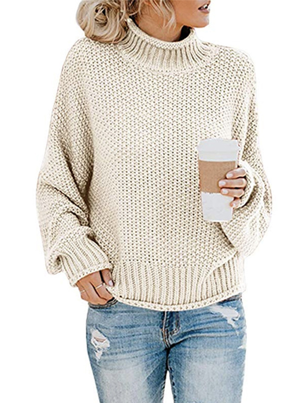 Oversized Turtleneck Batwing Sleeve Pullover Top