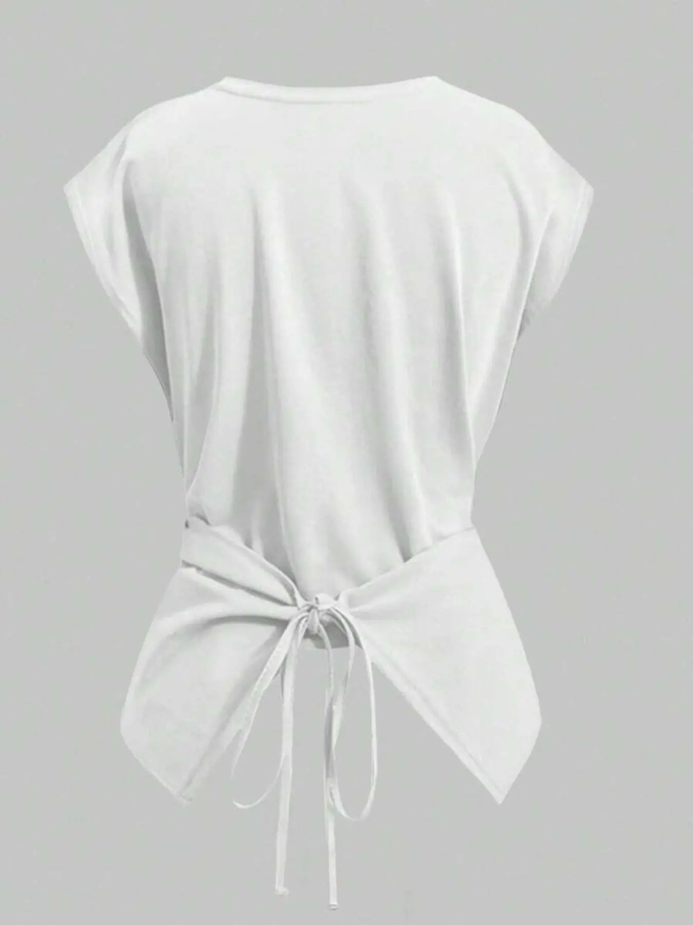 Women's Cap Sleeve Tie Back Cinched Waist Wrap Top