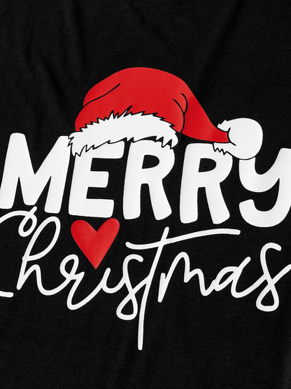 🌲🎁Family Christmas  Long-sleeve Black White Letters Pajamas