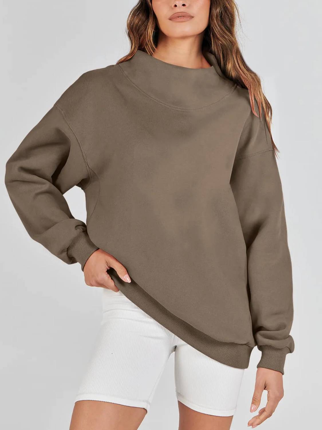 Women's Half Turtleneck Fleece Casual Sweatshirt