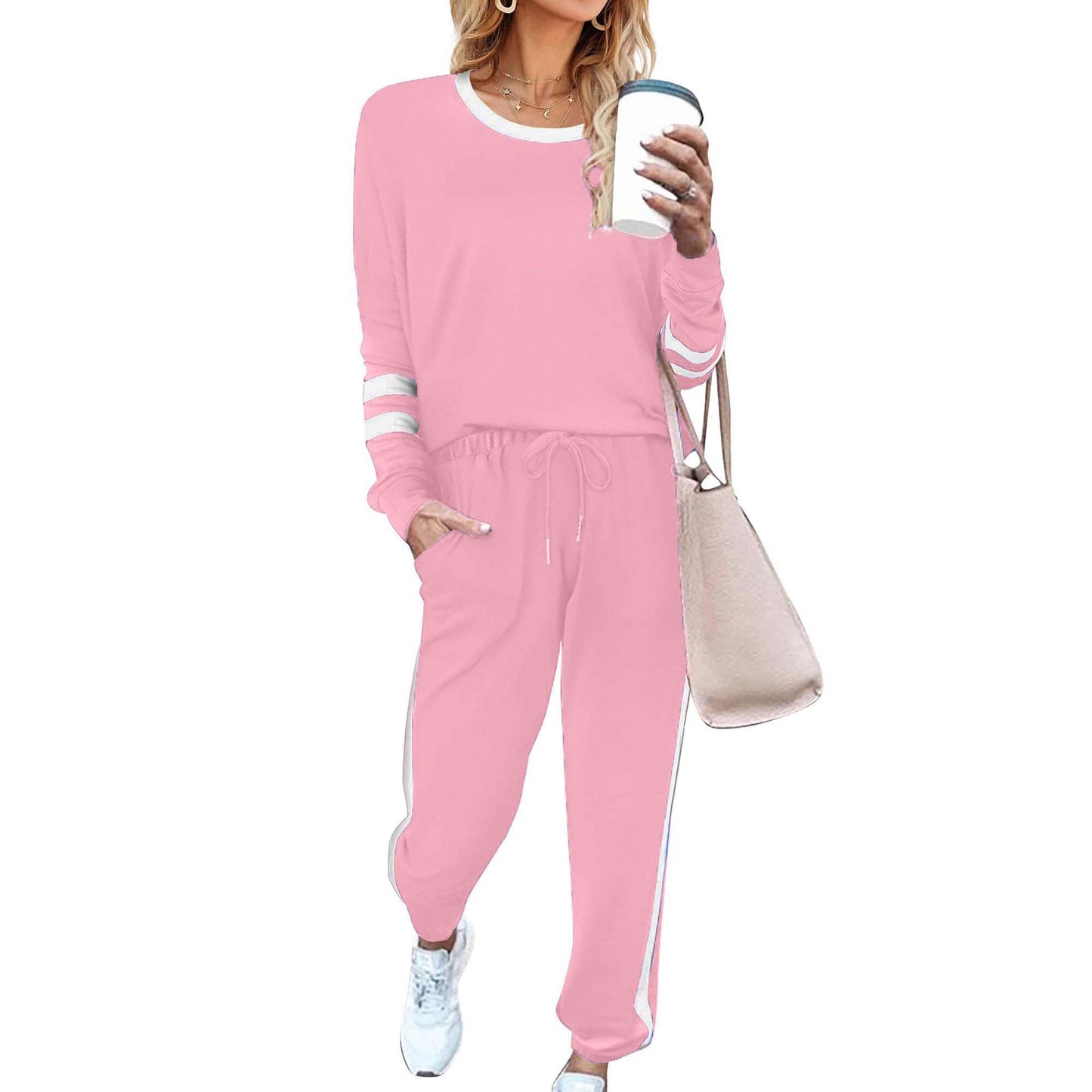 Women's Contrast Color Cuffs Casual Sports Jogging Two-Piece Set(BUY 2 FREE SHIPPING)