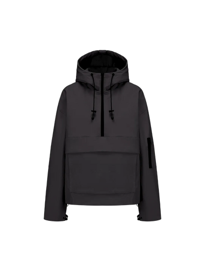 Fleece-lined Waterproof Raincoat Hoodie With Kangaroo Pocket