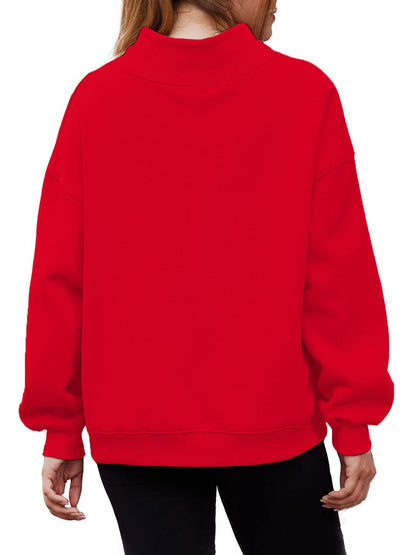Women's Half Turtleneck Fleece Casual Sweatshirt