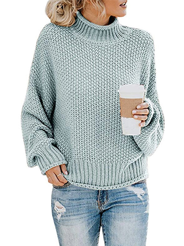 Oversized Turtleneck Batwing Sleeve Pullover Top