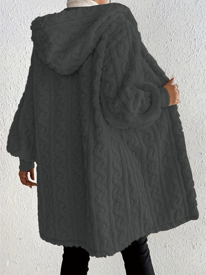 Women's Plush Fleece Soft Midi-Length Jacket with Pockets(BUY 2 FREE SHIPPING)